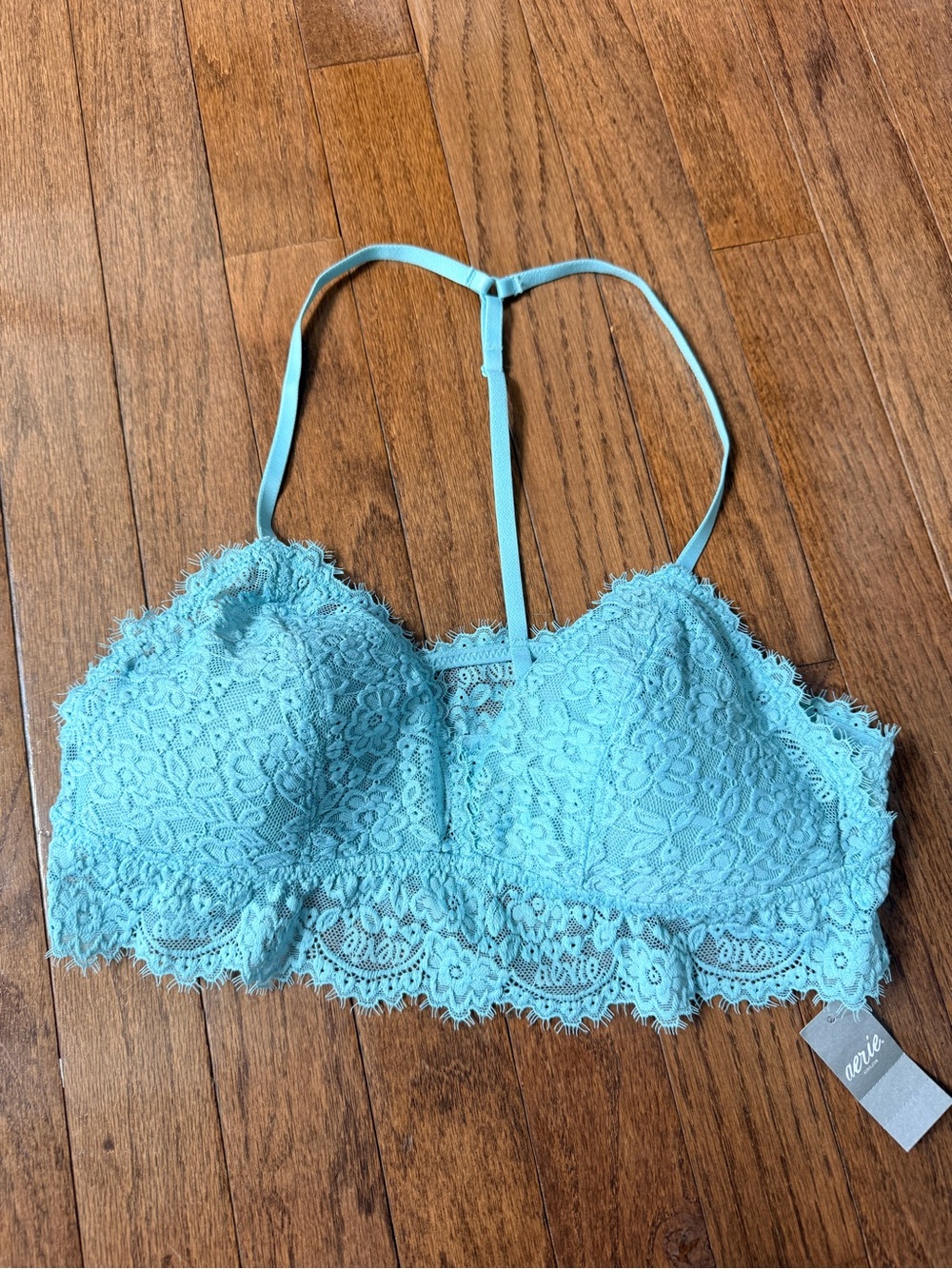 aerie Eyelash Lace Padded T-Back Bralette - Picture 2 of 7